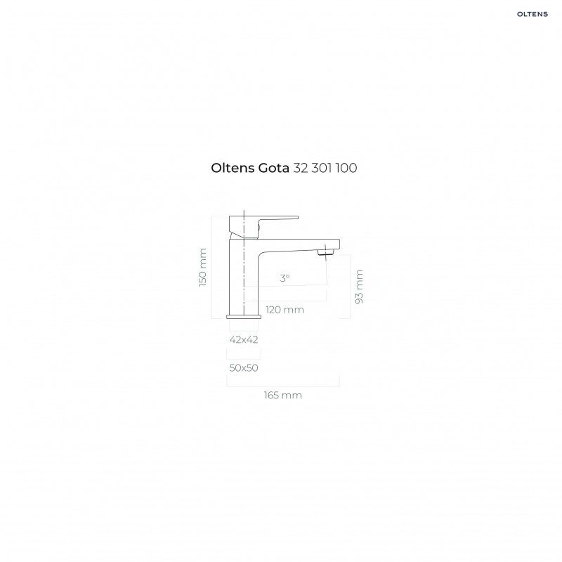 Oltens Gota bateria umywalkowa stojąca czarny mat 32201300