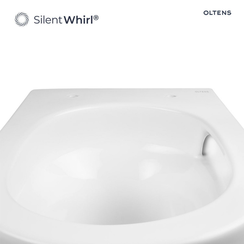 Zestaw Oltens Hamnes Stille muszla wisząca PureRim SilentWhirl z powłoką SmartClean z deską wolnoopadającą biały 42523000