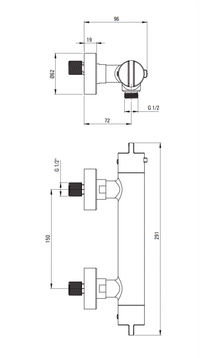 Deante Cascada bateria prysznicowa termostatyczna ścienna titanium BCHD4BT