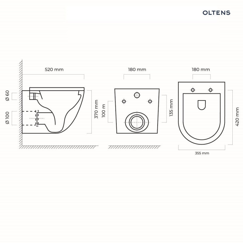 Zestaw Oltens Hamnes Stille muszla wisząca PureRim SilentWhirl z powłoką SmartClean z deską wolnoopadającą biały 42523000