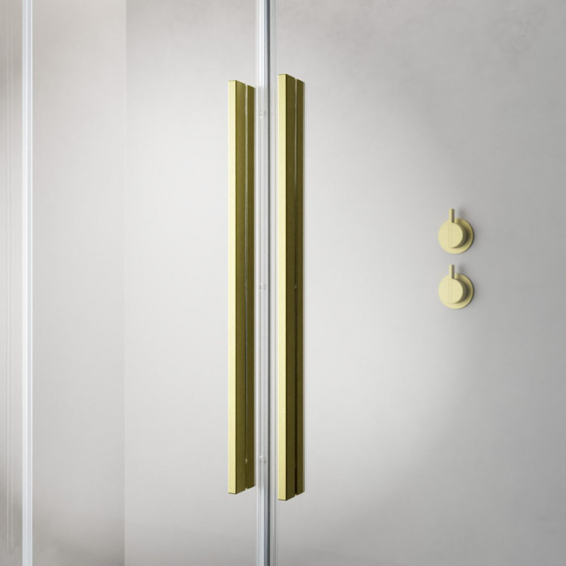 Radaway Furo SL Brushed Gold kabina typu Walk-In ścianka suwana 110 cm lewa złoty szczotkowany przeźroczyste Easy Clean 10306588-99-01L + 10110544-01-01