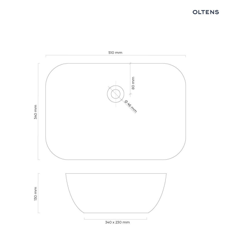 Oltens Solvig umywalka 51x34 cm nablatowa z powłoką SmartClean biała 40822000