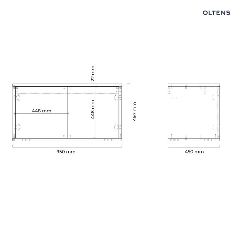 Oltens Hedvig szafka 95 cm podumywalkowa wisząca czarny mat dąb naturalny 60204360