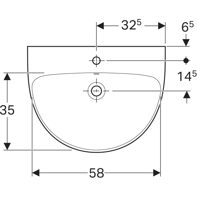 Geberit Selnova umywalka wisząca 65x50 cm z otworem biały 500.297.01.7