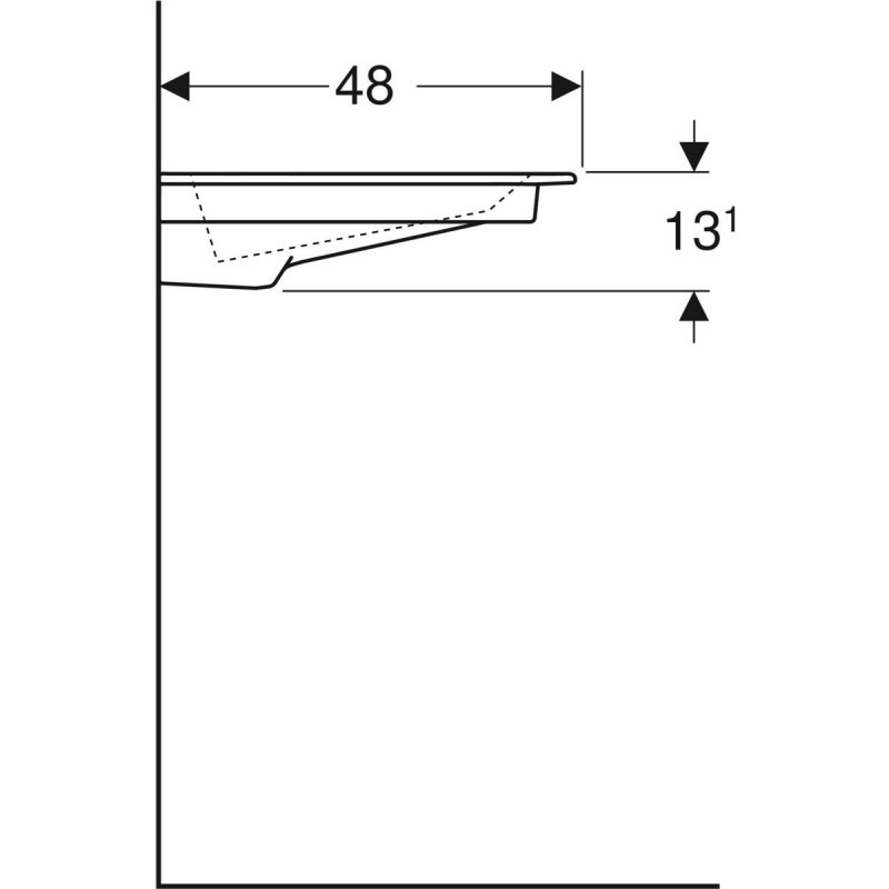 Geberit ONE umywalka meblowa z blatem po lewej 90x48 cm, odpływ poziomy,z otworem na baterię, KeraTect 505.009.00.1