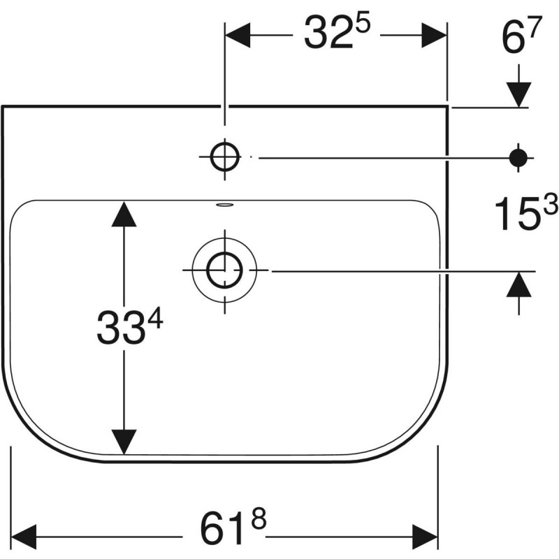 Geberit Smyle umywalka wisząca 65x48 cm z otworem 500.230.01.1