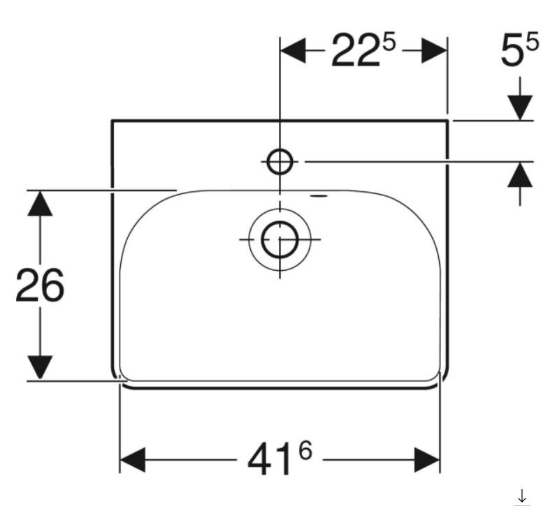 Geberit Smyle Square umywalka kompaktowa 45x36 cm z otworem 500.222.01.1