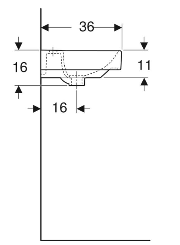 Geberit Smyle Square umywalka kompaktowa 45x36 cm z otworem 500.222.01.1