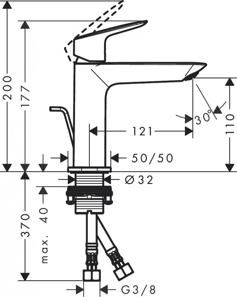 Hansgrohe Logis bateria umywalkowa 110 Fine z korkiem automatycznym czarny mat 71251670