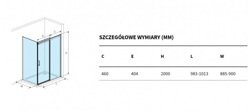 Excellent Rols kabina prostokątna 100x90 cm drzwi przesuwne L/P czarny przeźroczyste Clean Control