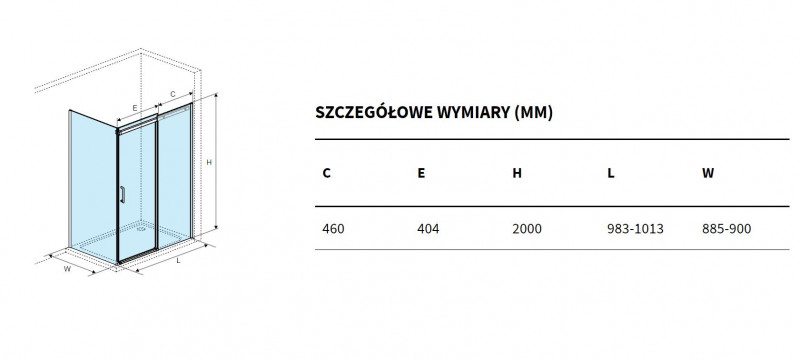 Excellent Rols kabina prostokątna 100x90 cm drzwi przesuwne L/P złoty przeźroczyste Clean Control