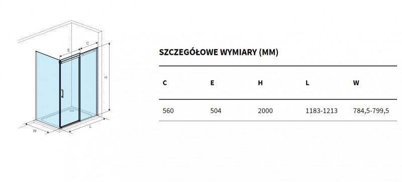 Excellent Rols kabina prostokątna 120x80 cm drzwi przesuwne L/P chrom przeźroczyste Clean Control