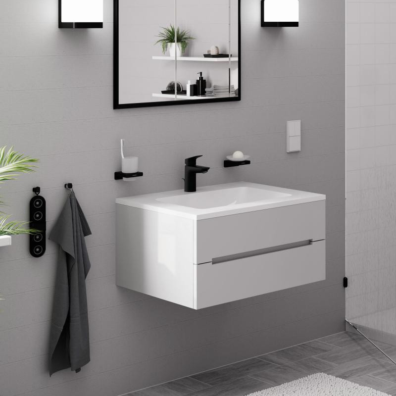 Hansgrohe Logis 100 bateria umywalkowa z korkiem klik-klak push-open czarny mat 71107670