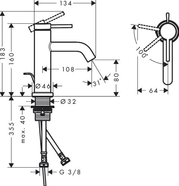 Hansgrohe Tecturis S bateria umywalkowa 80 CoolStart EcoSmart z korkem automatycznym brąz szczotkowany 73302140