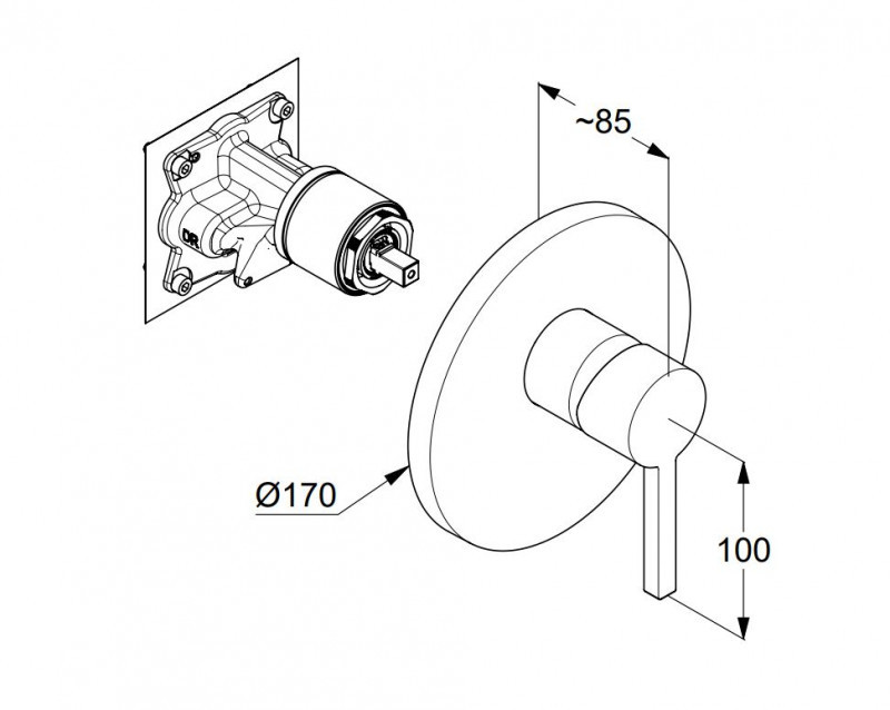 Kludi Nova Fonte Push&Switch bateria wannowo-prysznicowa podtynkowa chrom 206590515