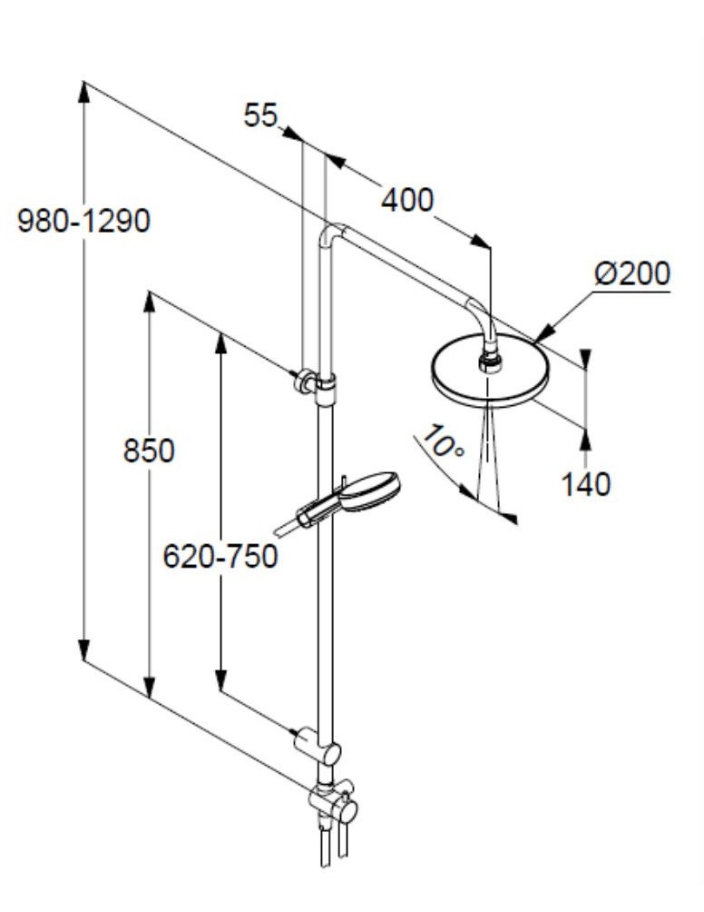 Kludi Dive Dual Shower System zestaw prysznicowy z deszczownicą do baterii natynkowej chrom 680800500