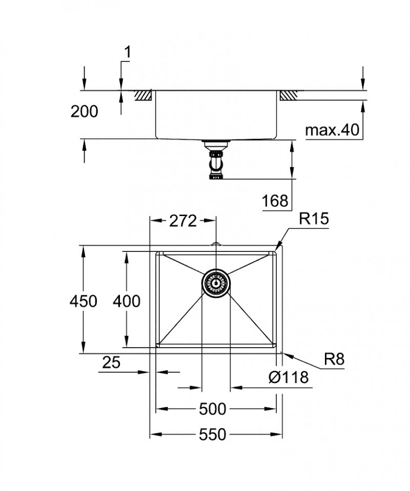 Grohe K700U zlewozmywak podblatowy/wpuszczany 55x44 cm stal  brushed warm sunset 31574DL1