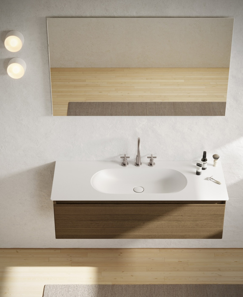 Catalano Sfera 125 umywalka z blatem ceramicznym 125x50 bianco satinato Cataglaze 0521260021