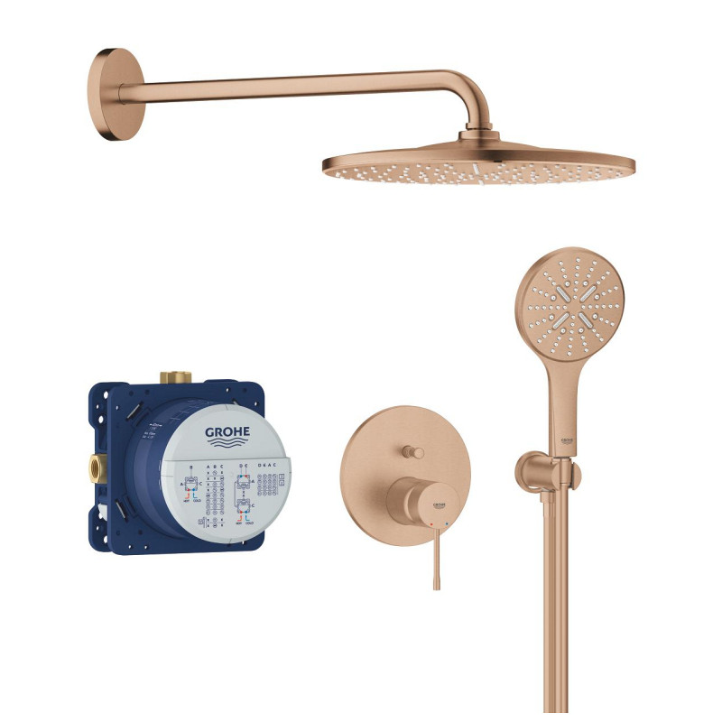 Grohe Essence zestaw podtynkowy z deszczownicą Mono 310 kompletny złoty szczotkowany brushed warm sunset 25287DL0