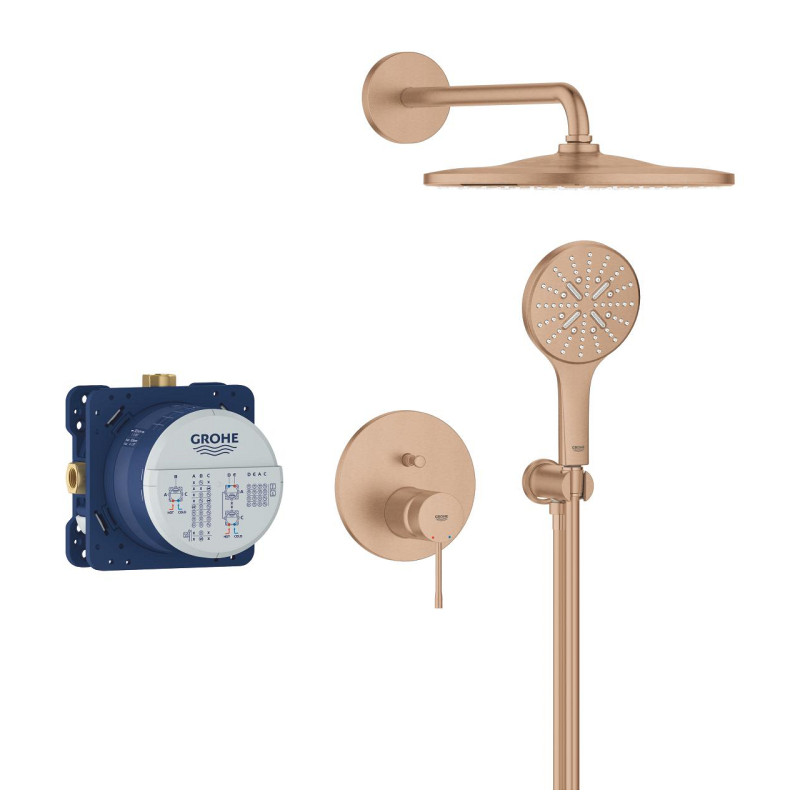 Grohe Essence zestaw podtynkowy z deszczownicą Mono 310 kompletny złoty szczotkowany brushed warm sunset 25287DL0