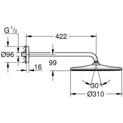 Grohe Rainshower 310 Mono deszczownica 31x31 z ramieniem ściennym złoty szczotkowany 26558GN0