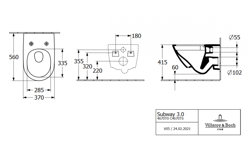 Villeroy&Boch Subway 3.0 TwistFlush AntiBac CeramicPlus muszla wisząca + deska wolnoopadająca weiss alpin 4670T0T2 + 8M42S1T1