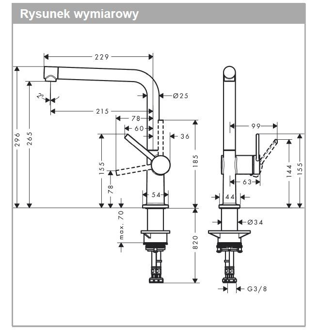 Kohlman Axel Gray bateria umywalkowa grafit szczotkowany QB105AG