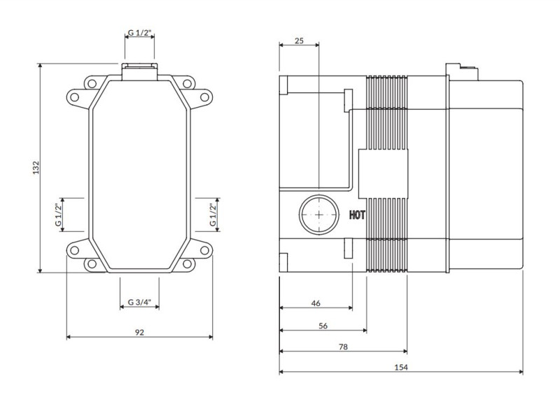 Omnires element podtynkowy baterii prysznicowo-wannowej podtynkowej BOX35X