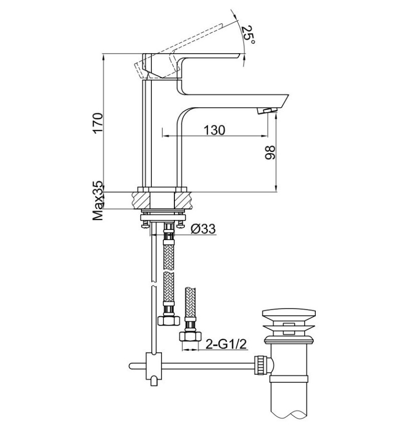 Kohlman Foxal bateria umywalkowa chrom QB100F