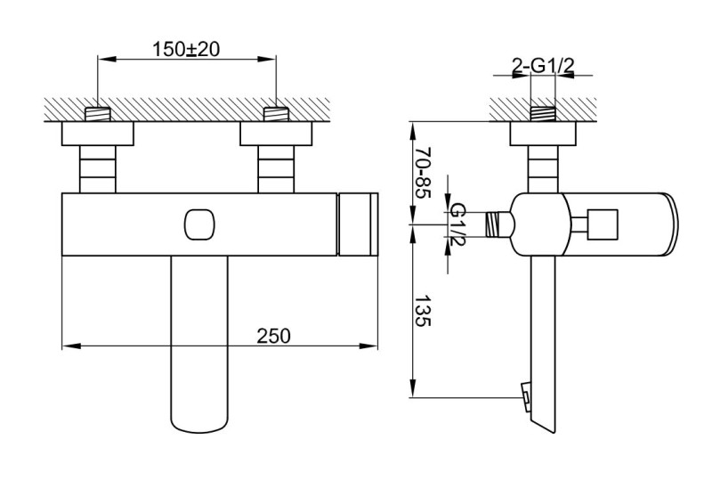 Kohlman Foxal bateria wannowa ścienna chrom QW110F