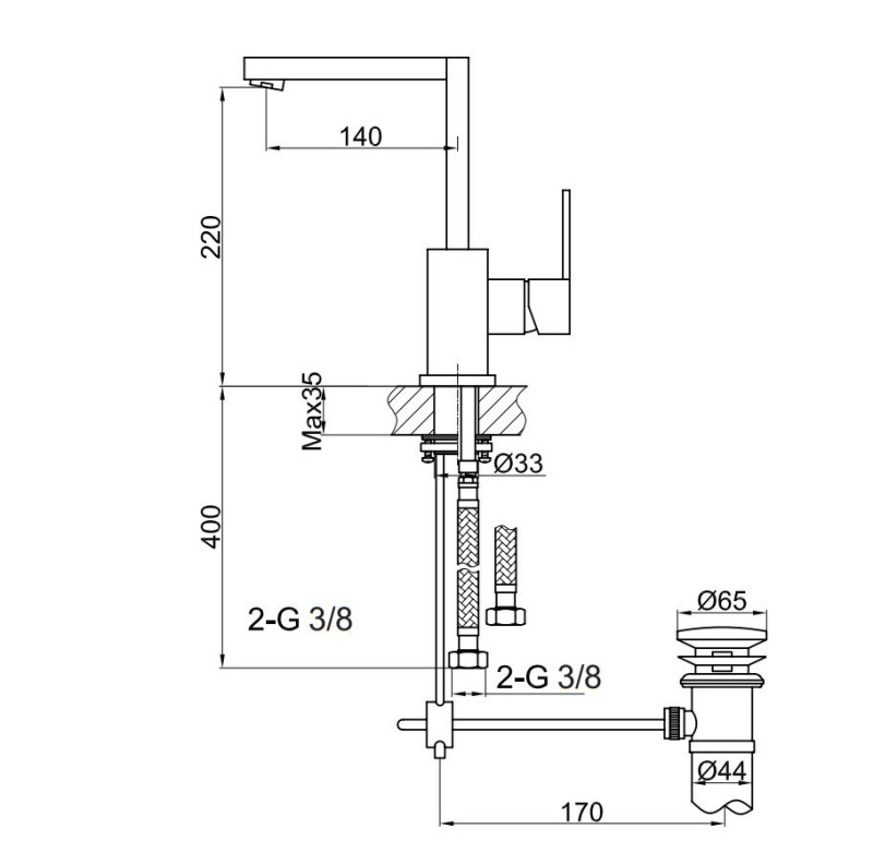 Kohlman Excelent bateria umywalkowa wysoka chrom QB150H