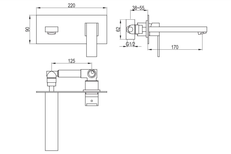 Kohlman Excelent bateria umywalkowa podtynkowa chrom QW185H