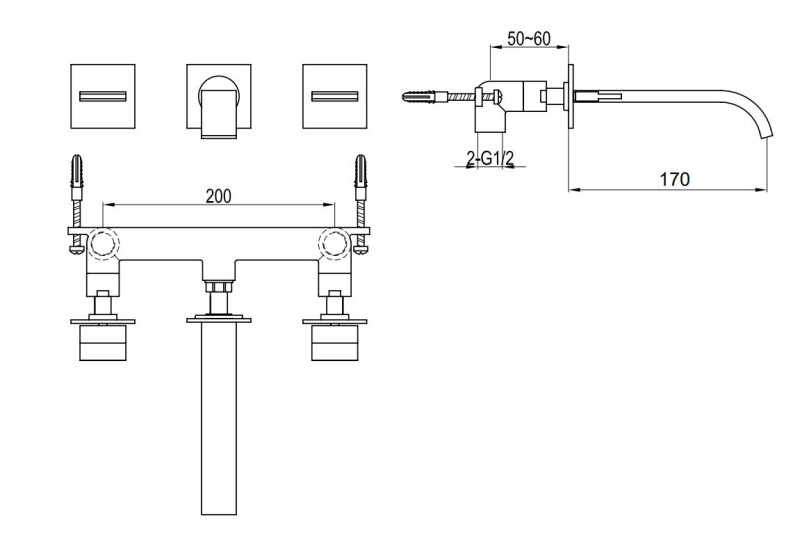 Kohlman Axis bateria umywalkowa podtynkowa chrom QW190N