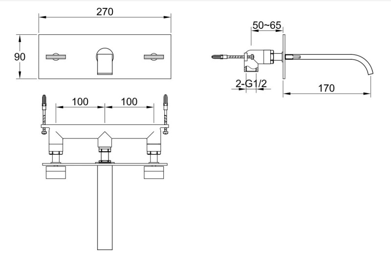 Kohlman Axis bateria umywalkowa podtynkowa chrom QW195N