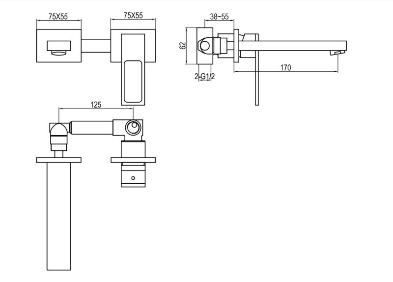 Kohlman Nexen bateria umywalkowa podtynkowa chrom QW180U