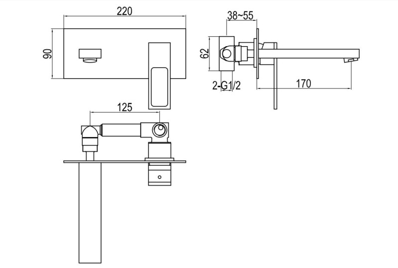 Kohlman Nexen bateria umywalkowa podtynkowa chrom QW185U