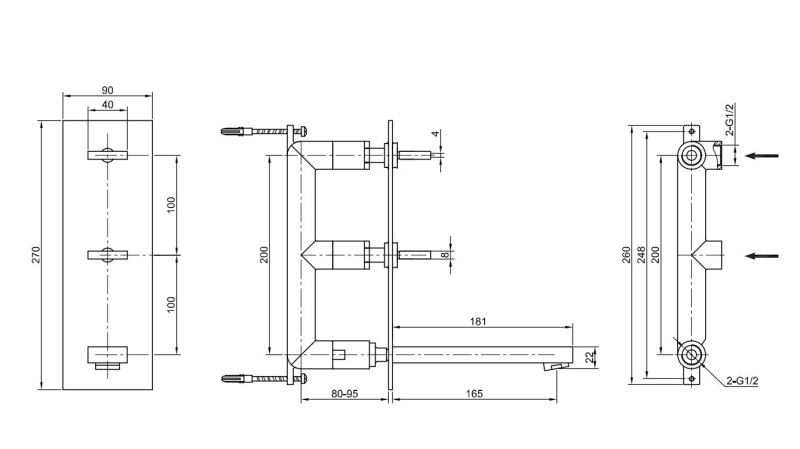 Kohlman Nexen bateria umywalkowa podtynkowa chrom QW196U