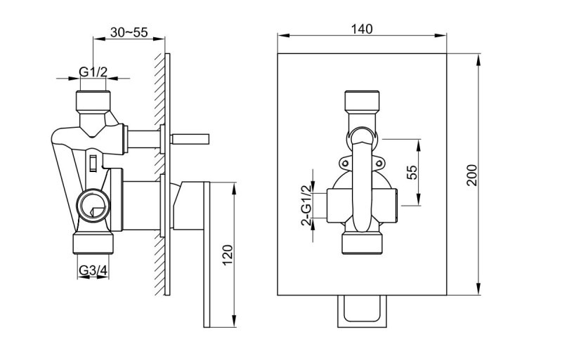 Kohlman Nexen bateria wannowo-prysznicowa podtynkowa chrom QW210U