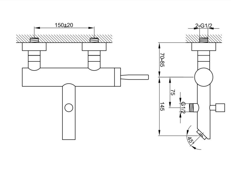 Kohlman Maxima bateria wannowa ścienna chrom QW110M