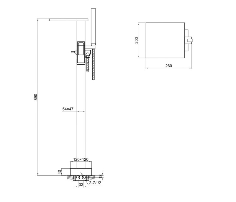 Kohlman Nexen bateria wannowa podłogowa chrom QF1165U