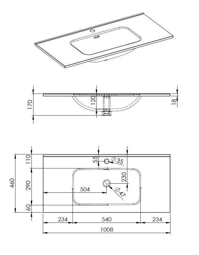 Elita Skappa umywalka meblowa 100 cm antracyt mat RE041006066010