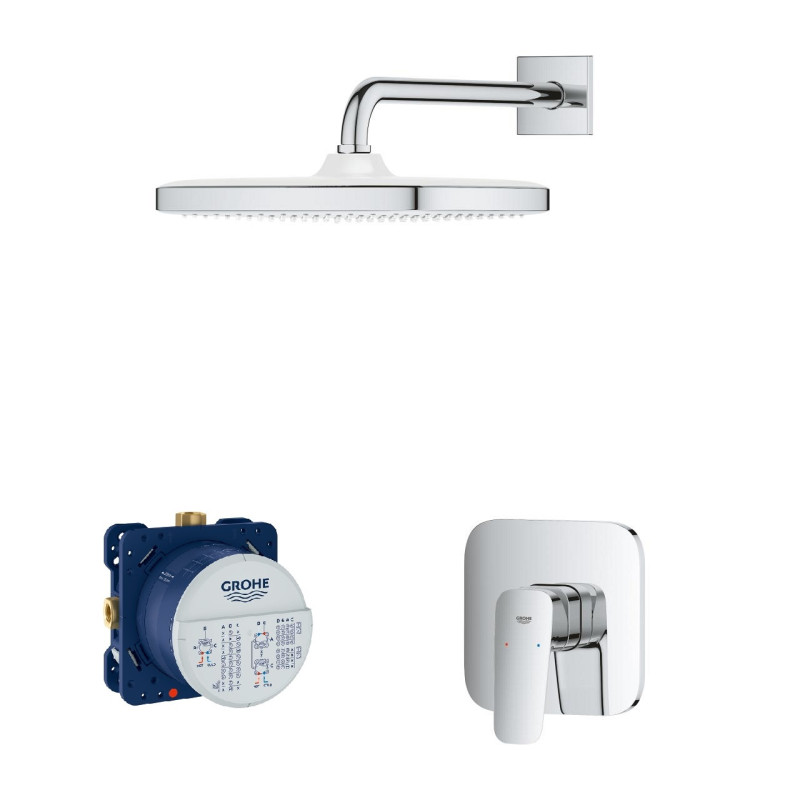 GROHE Cubeo kompletny podtynkowy zestaw prysznicowy z deszczownicą Tempesta 250 chrom 1053340000 + 35600000