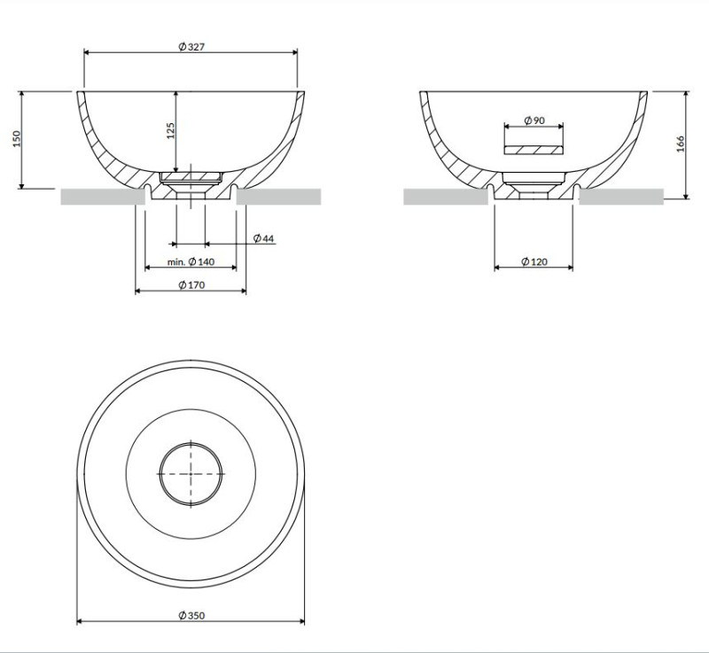 Omnires Shell M+ umywalka nablatowa 35x35 cm biały połysk SHELL350UNBP