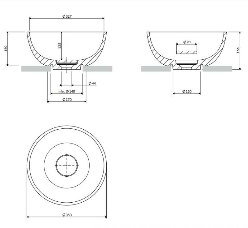 Omnires Shell M+ umywalka nablatowa 35x35 cm biały mat SHELL350UNBM